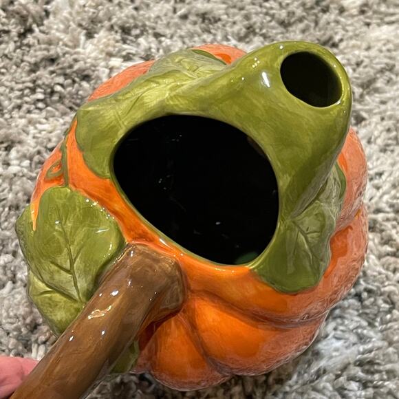 Beautiful Harvest Orange Pumpkin Pitcher Floral Vase Decorative - Picture 5 of 10